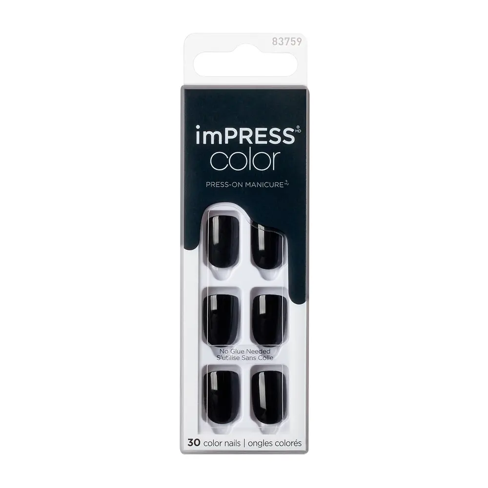 KISS imPRESS No Glue Mani Press-On Nails - All Black - Image 4