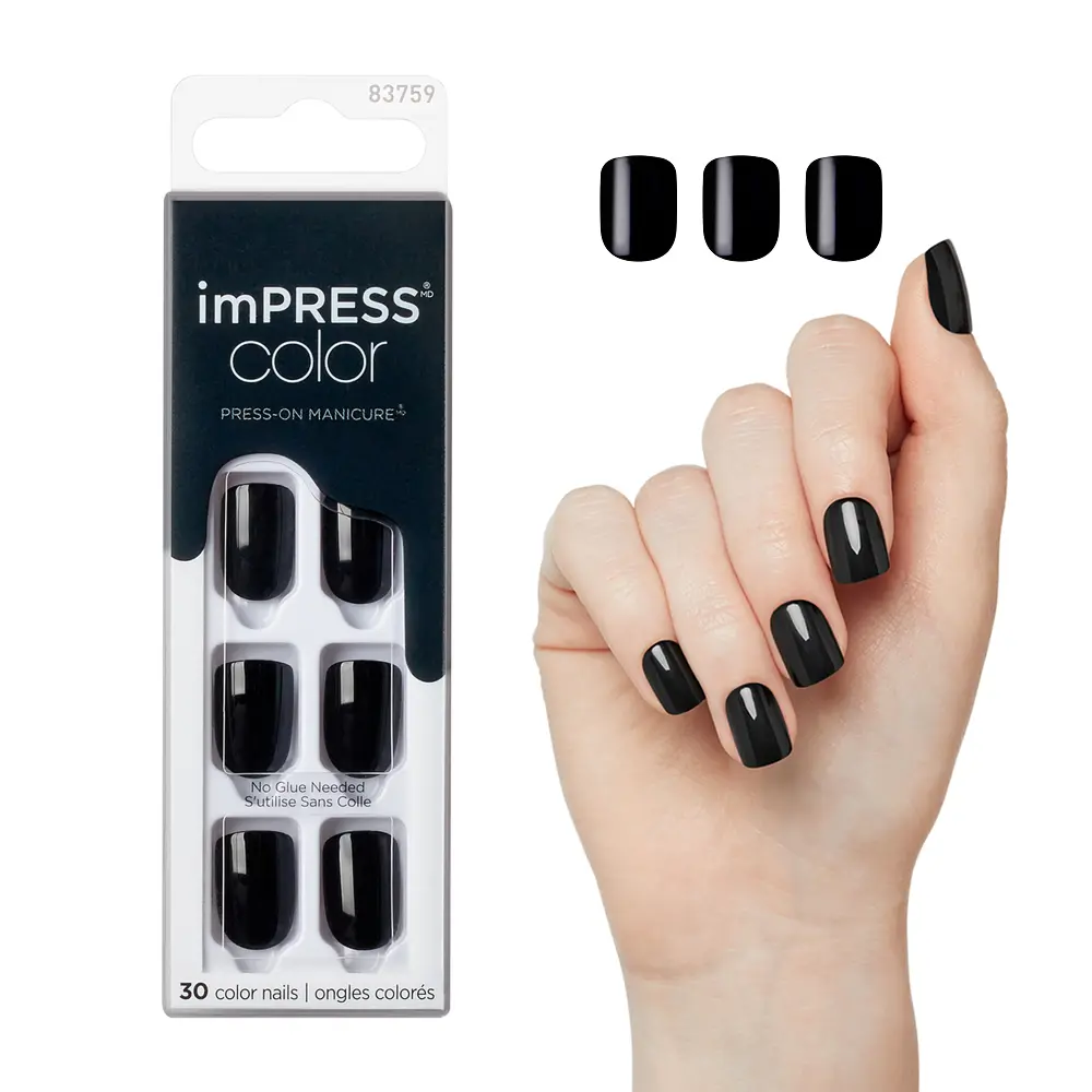 KISS imPRESS No Glue Mani Press-On Nails - All Black - Image 6