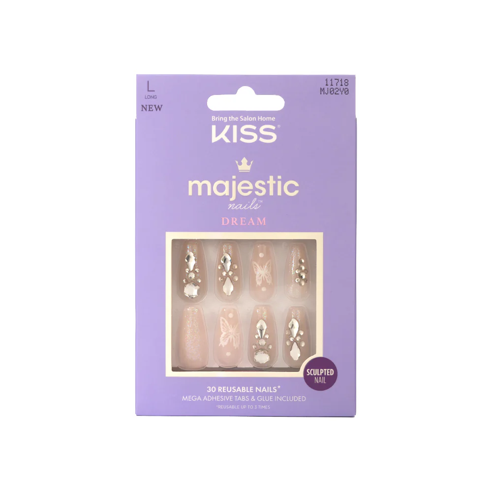 Kiss Majestic Press On Nails - Luxury High Shine Gel Nails with Jewel Design - Image 8