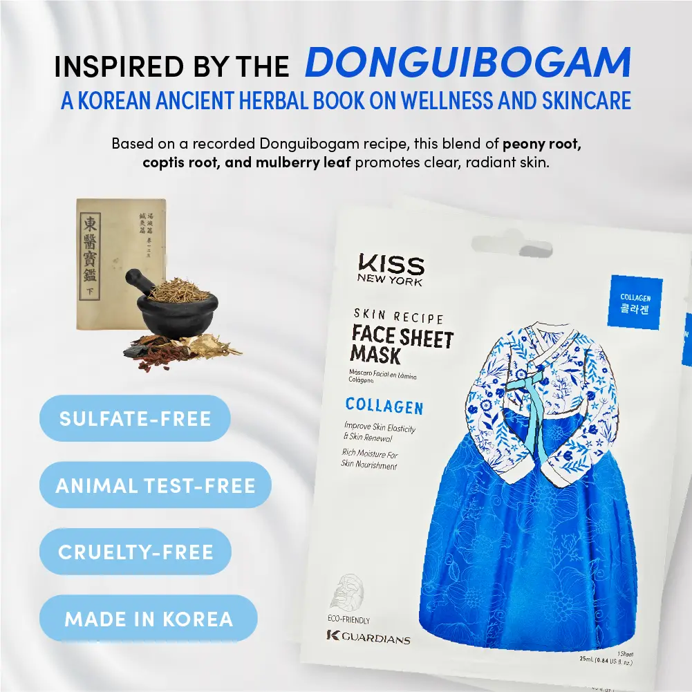 Kiss New York Korean Sheet Mask for Hydration, Brightening, and Anti-Aging – Niacinamide, Collagen & Adenosine (6 Sheets) - Image 15