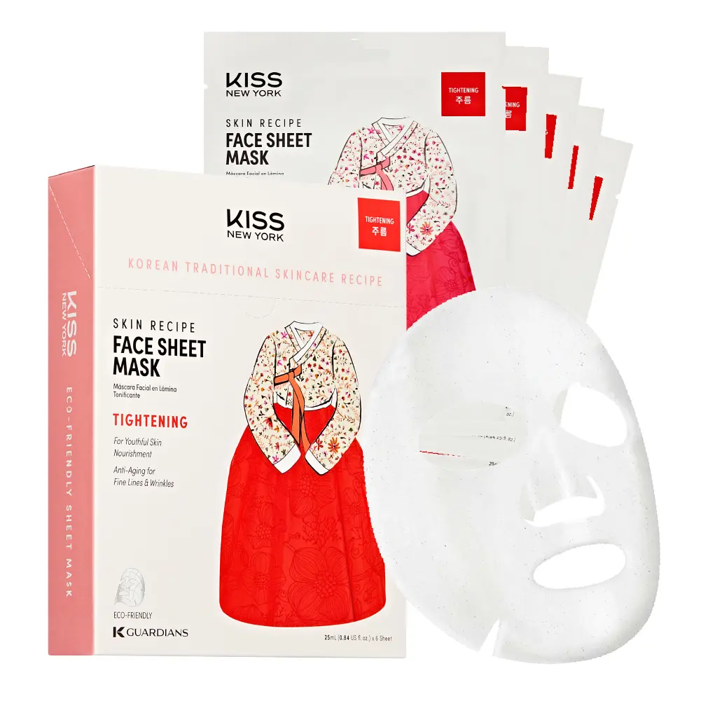 Kiss New York Korean Sheet Mask for Hydration, Brightening, and Anti-Aging – Niacinamide, Collagen & Adenosine (6 Sheets) - Image 21