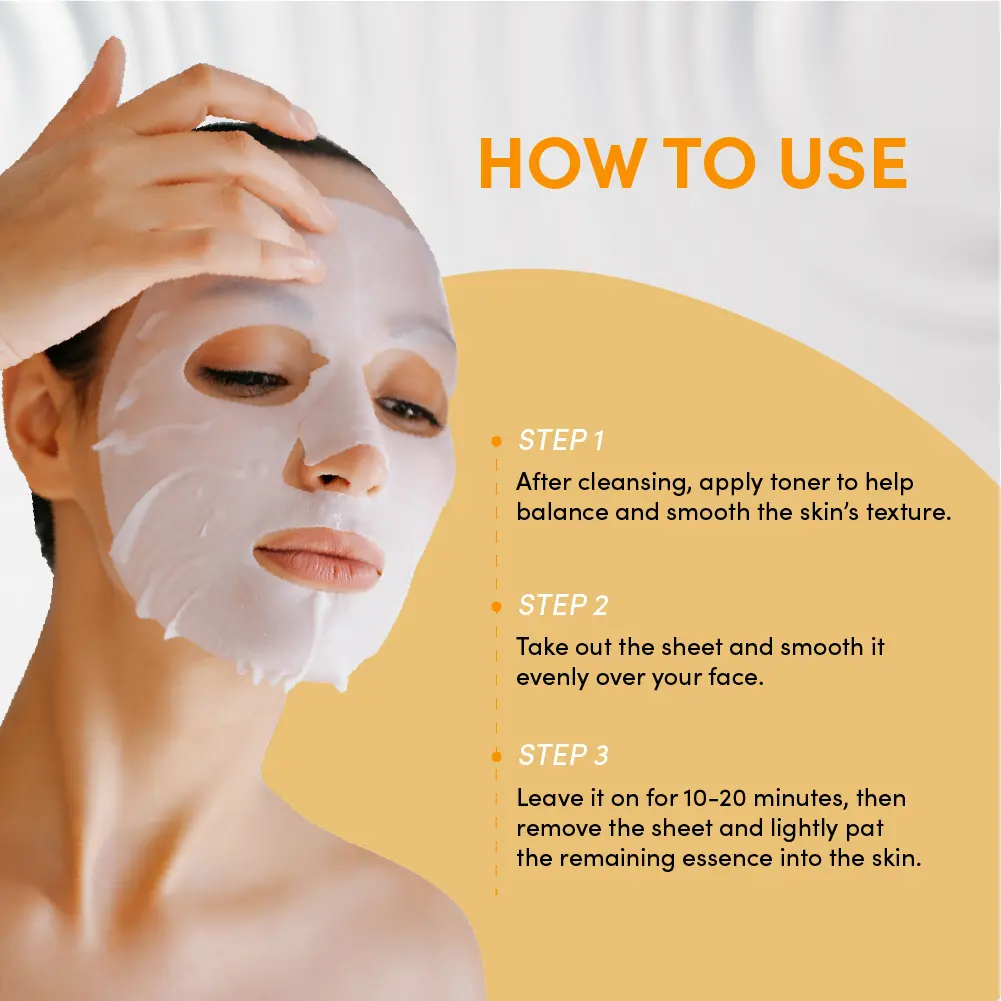 Kiss New York Korean Sheet Mask for Hydration, Brightening, and Anti-Aging – Niacinamide, Collagen & Adenosine (6 Sheets) - Image 6