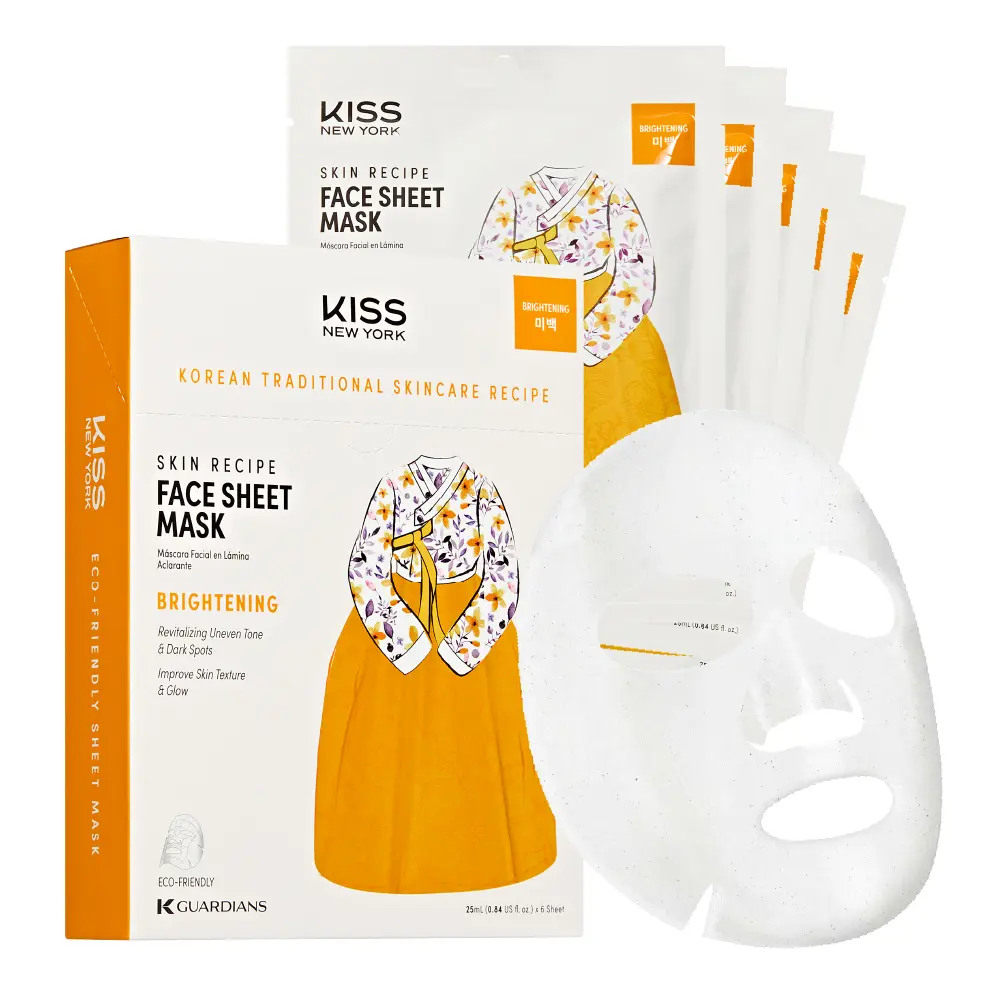 Kiss New York Korean Sheet Mask for Hydration, Brightening, and Anti-Aging – Niacinamide, Collagen & Adenosine (6 Sheets) - Image 8
