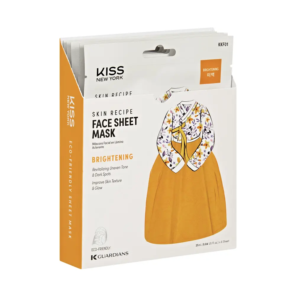 Kiss New York Korean Sheet Mask for Hydration, Brightening, and Anti-Aging – Niacinamide, Collagen & Adenosine (6 Sheets) - Image 9