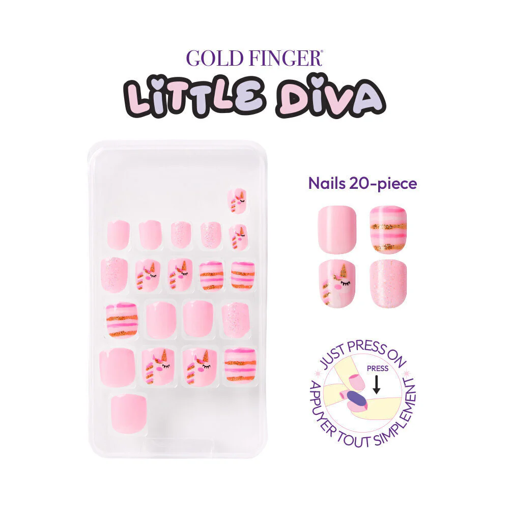 Gold Finger Little Diva Girl Nails Sticker Set for Kids - Safe Press-On Nail Art for Girls - Pink Crush - Image 3