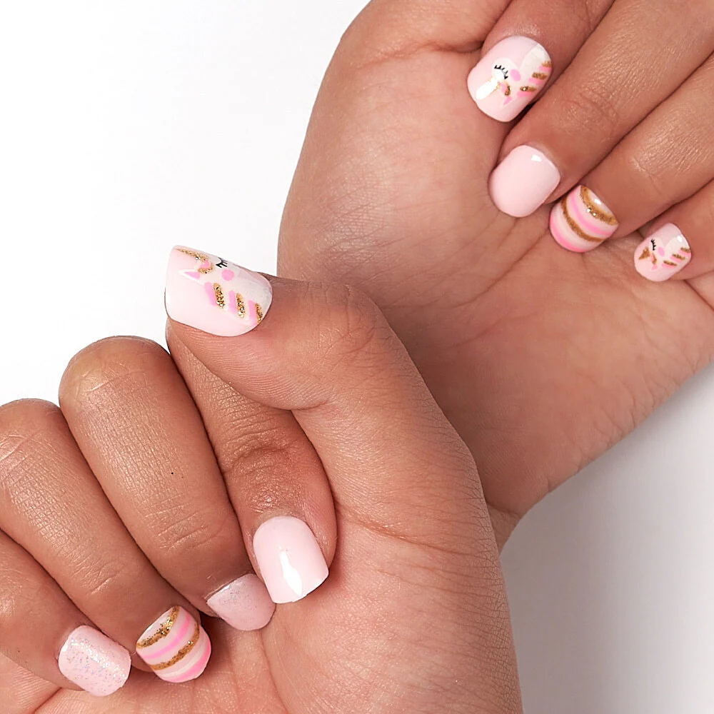 Gold Finger Little Diva Girl Nails Sticker Set for Kids - Safe Press-On Nail Art for Girls - Pink Crush - Image 4