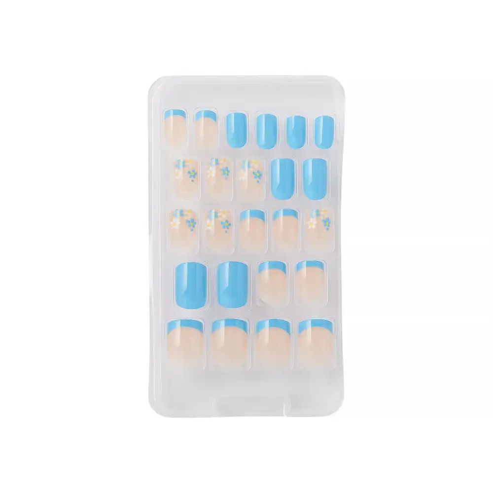 Gold Finger Little Diva Stick-On Nails for Girls - Safe Press-On Nail Art for Kids - Blue Daisy - Image 3