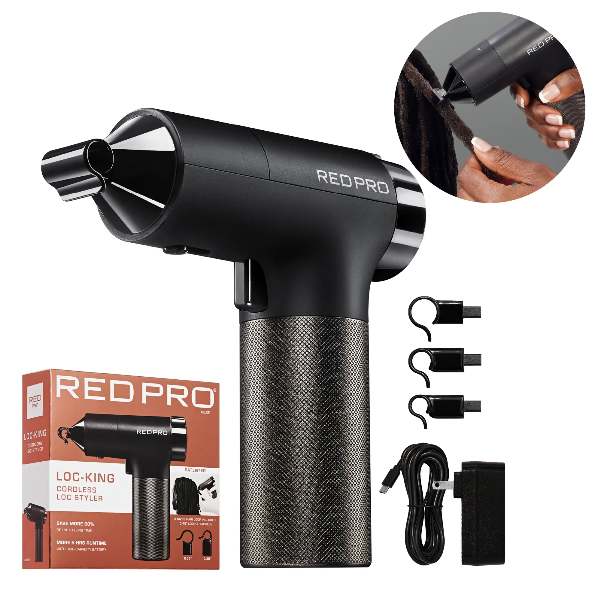 RED PRO LOC-KING Professional Bundle: Cordless Auto Loc Styler + Premium Salon Cape - Image 15