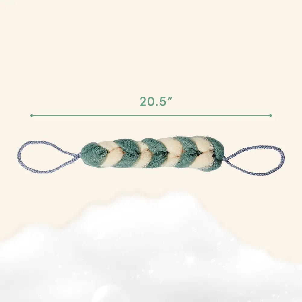 éclat Long Stretch Back Loofah - Braided Mesh Shower Sponge with Rope Handles - Image 16