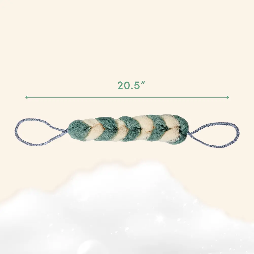 éclat Long Stretch Back Loofah - Braided Mesh Shower Sponge with Rope Handles - Image 17
