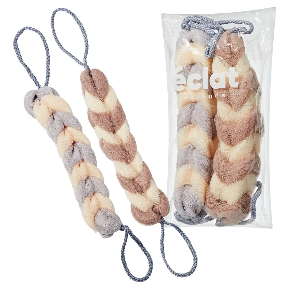 éclat Long Stretch Back Loofah - Braided Mesh Shower Sponge with Rope Handles - Image 19
