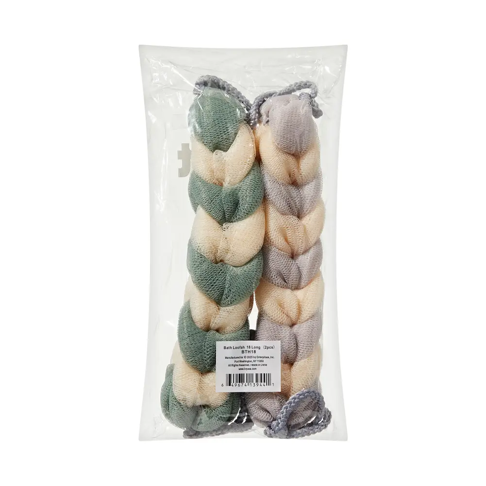 éclat Long Stretch Back Loofah - Braided Mesh Shower Sponge with Rope Handles - Image 22