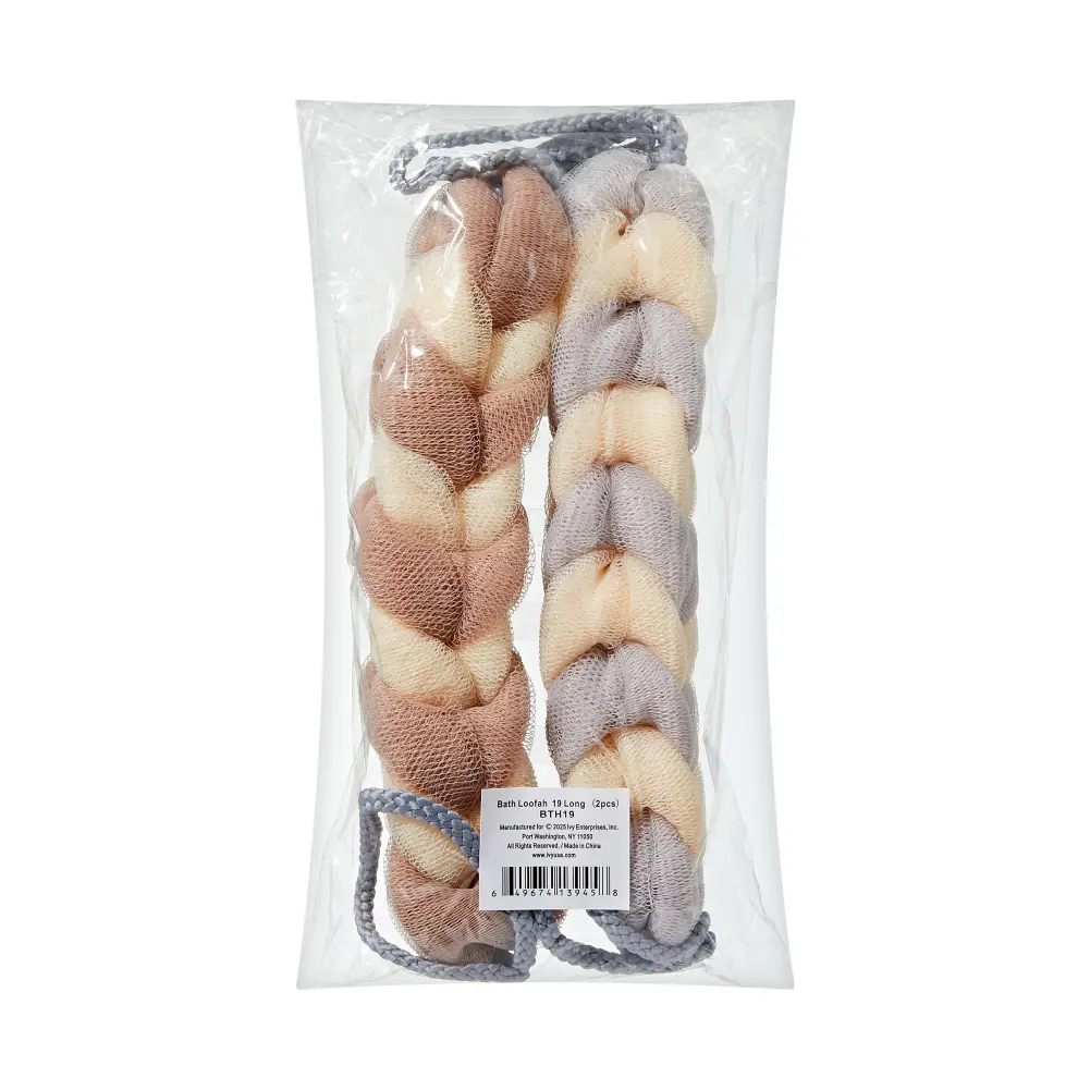 éclat Long Stretch Back Loofah - Braided Mesh Shower Sponge with Rope Handles - Image 23