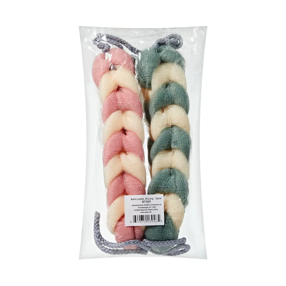 éclat Long Stretch Back Loofah - Braided Mesh Shower Sponge with Rope Handles - Image 25