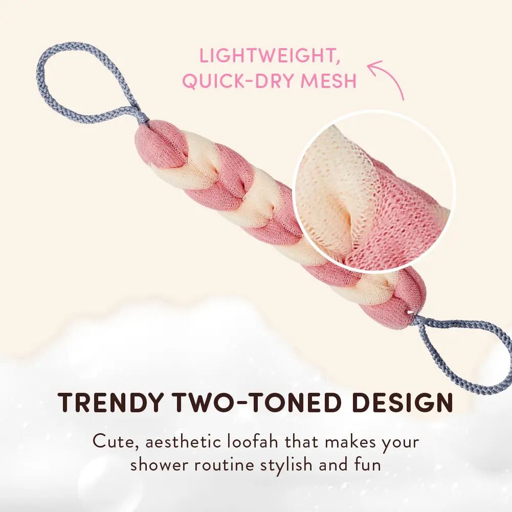 éclat Long Stretch Back Loofah - Braided Mesh Shower Sponge with Rope Handles - Image 27