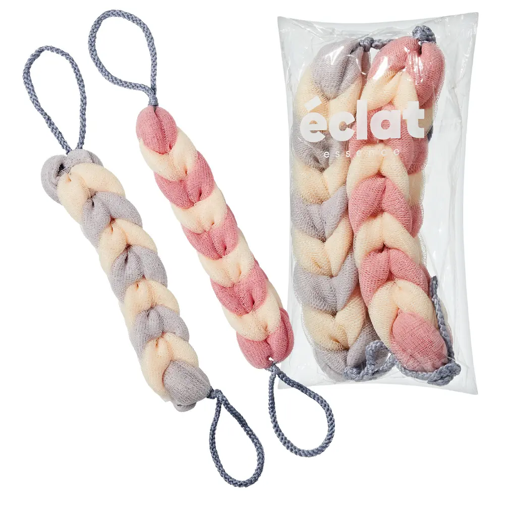 éclat Long Stretch Back Loofah - Braided Mesh Shower Sponge with Rope Handles - Image 29