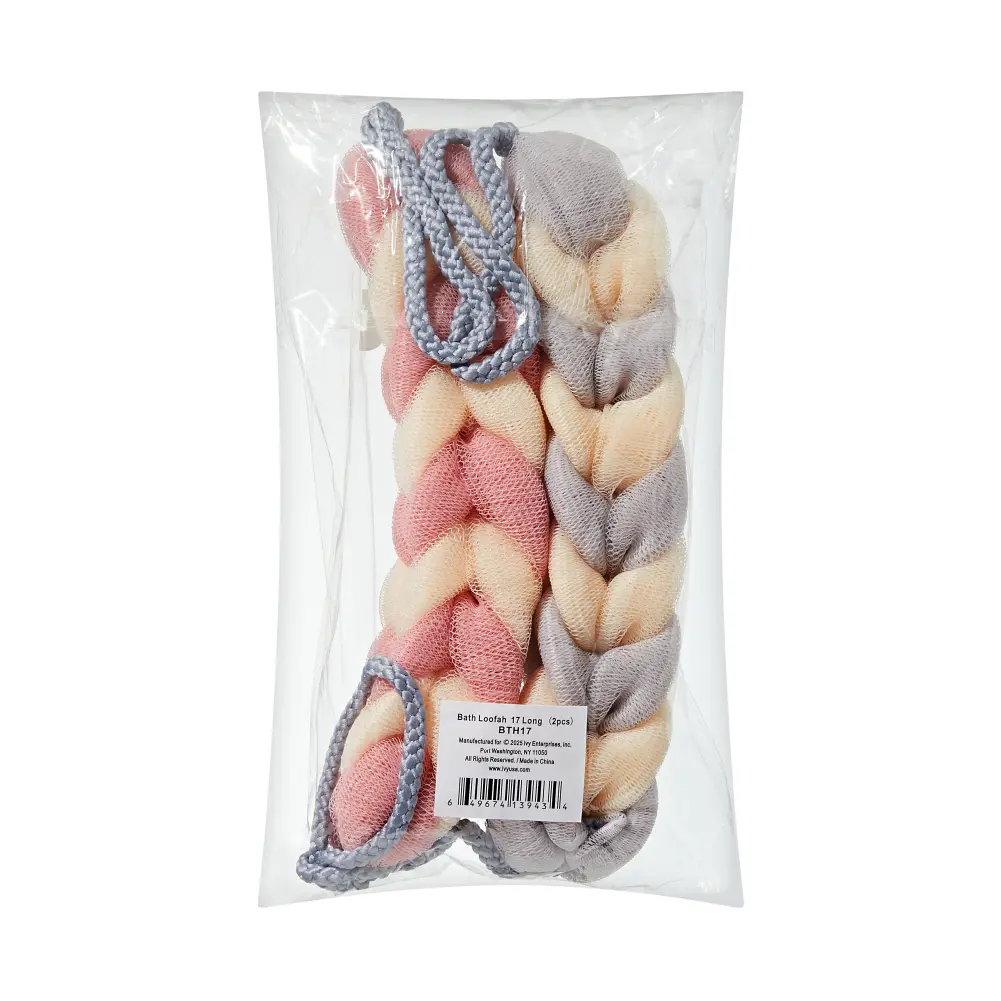 éclat Long Stretch Back Loofah - Braided Mesh Shower Sponge with Rope Handles - Image 30