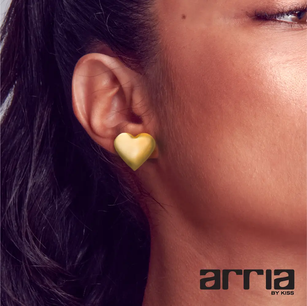 Arria Lustrous Gold Plating Heart Clip-On Earrings – 16mm - Image 3