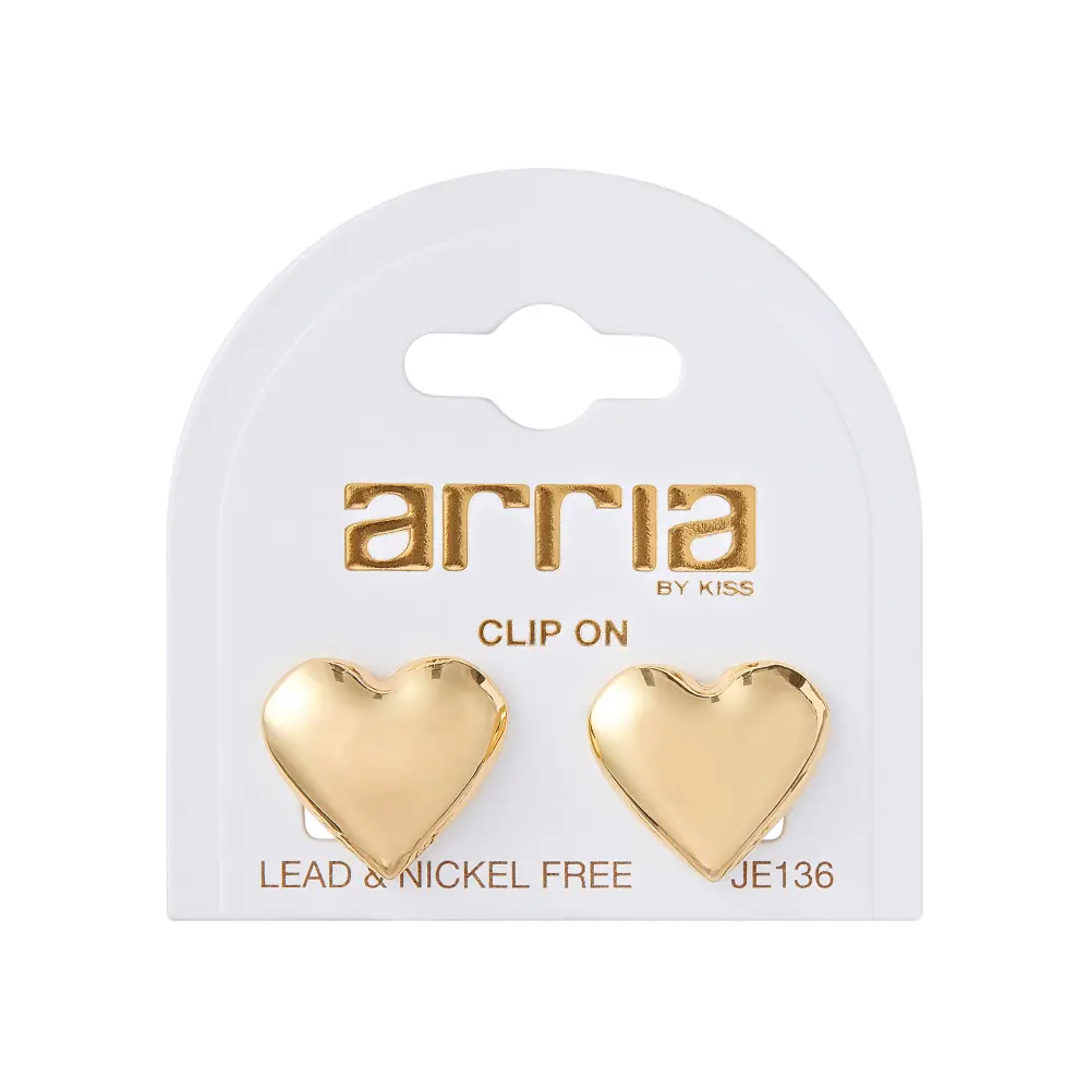 Arria Lustrous Gold Plating Heart Clip-On Earrings – 16mm - Image 5