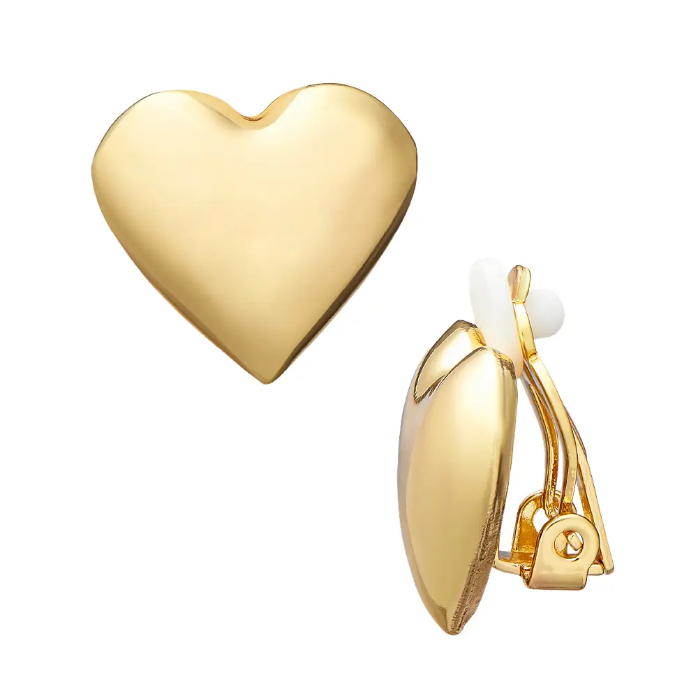 Arria Lustrous Gold Plating Heart Clip-On Earrings – 16mm - Image 6