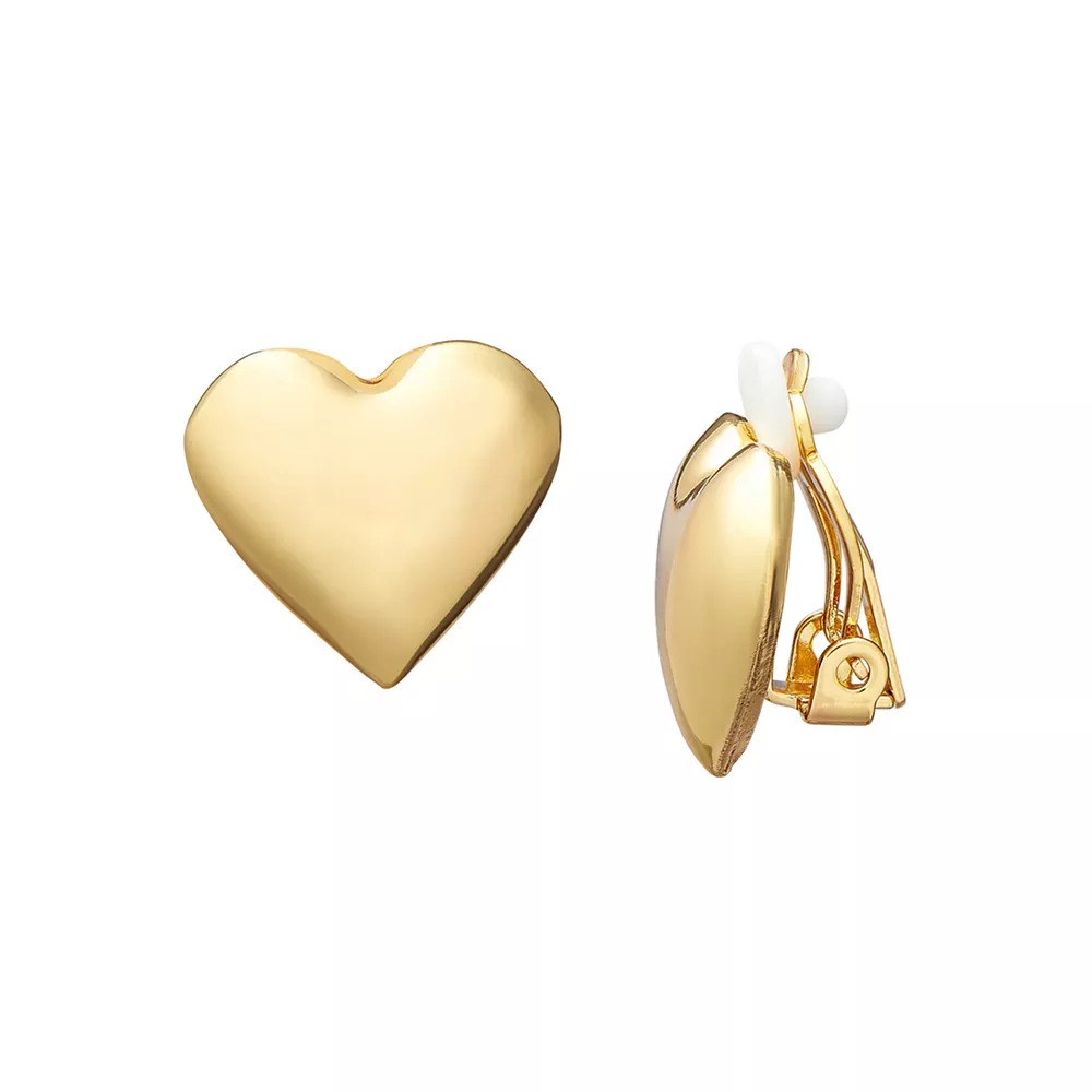 Arria Lustrous Gold Plating Heart Clip-On Earrings – 16mm - Image 7