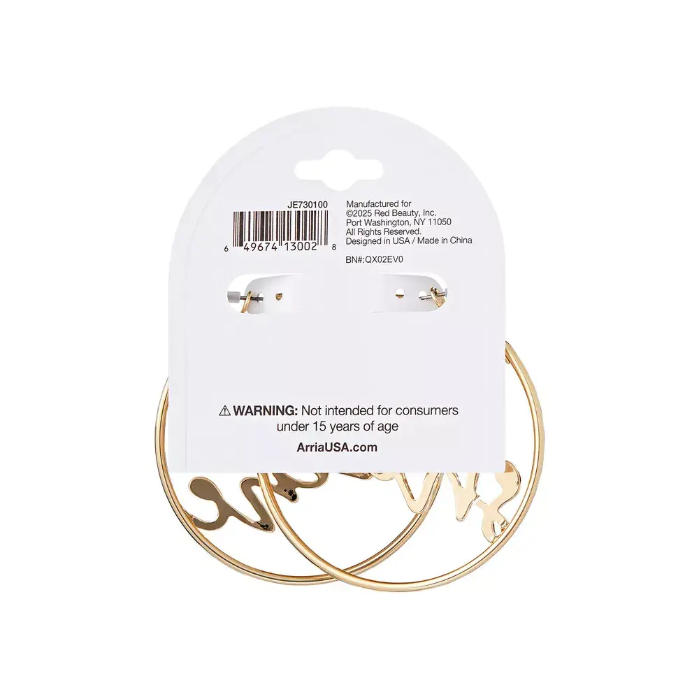 Arria Lustrous Gold Plating Shine Letter Hoop Pincatch Oversized Earrings - 60mm - Image 4