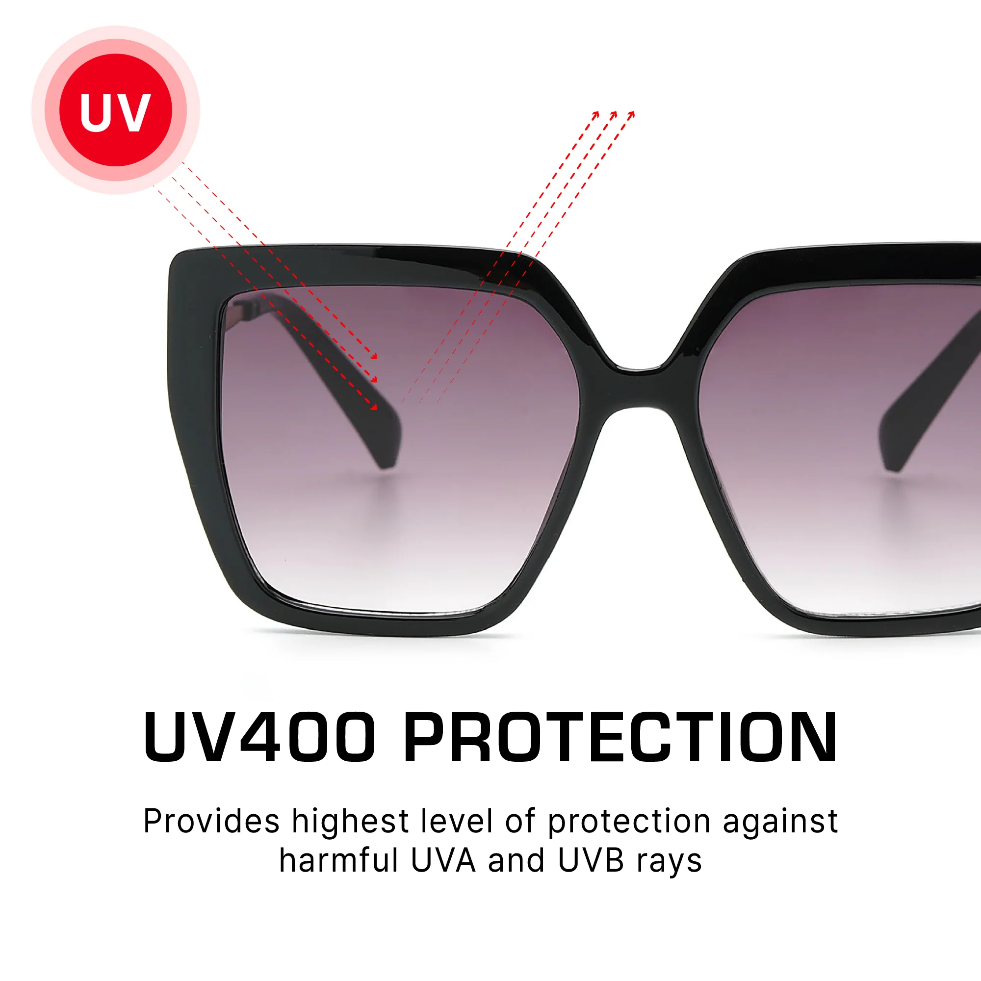 Mad Shade Black Butterfly Oversized Sunglasses with Gold Temples - UV400 Gradient Lens - Image 4