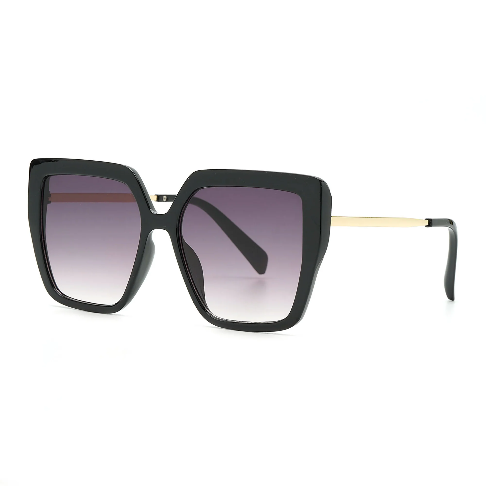 Mad Shade Black Butterfly Oversized Sunglasses with Gold Temples - UV400 Gradient Lens - Image 5