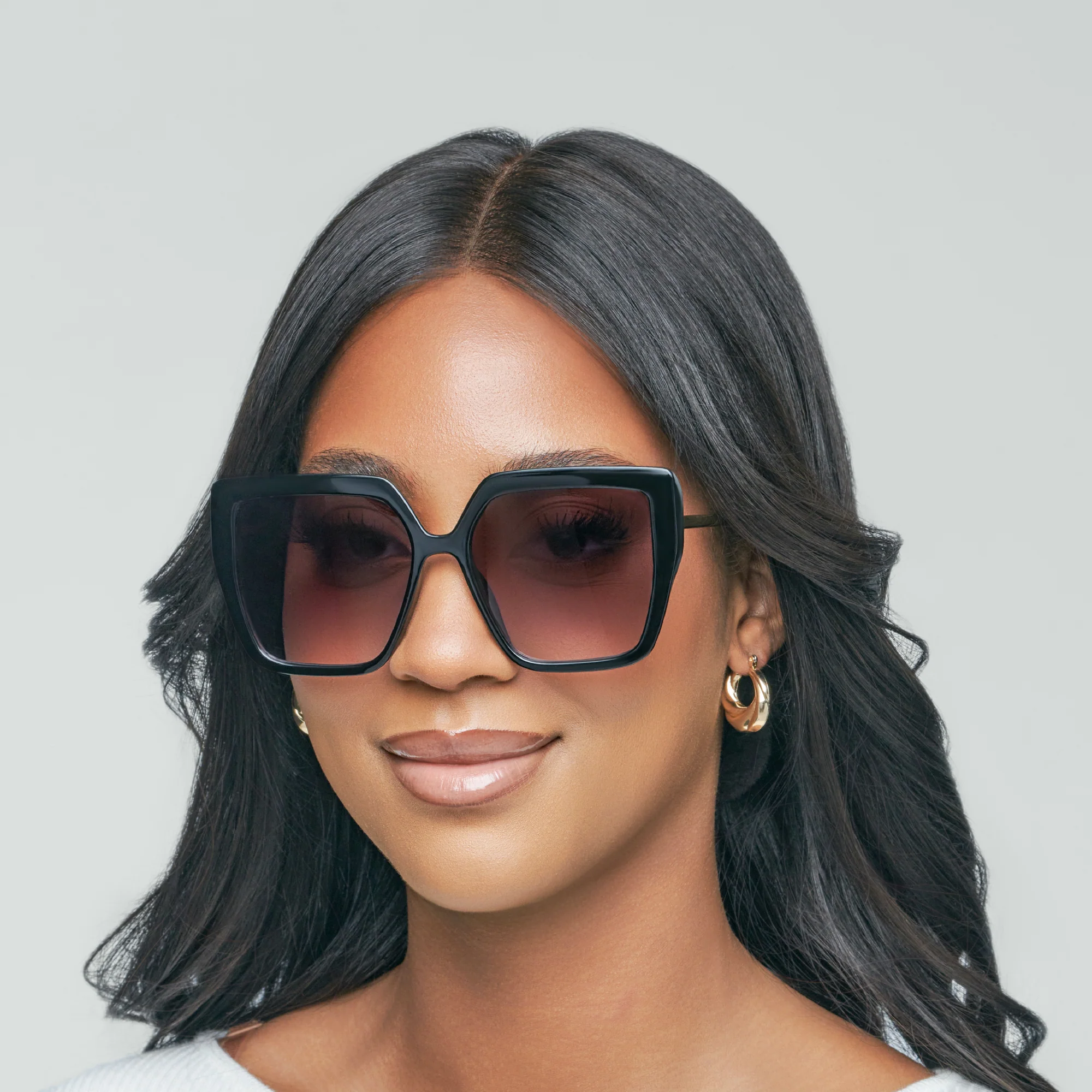 Mad Shade Black Butterfly Oversized Sunglasses with Gold Temples - UV400 Gradient Lens - Image 6