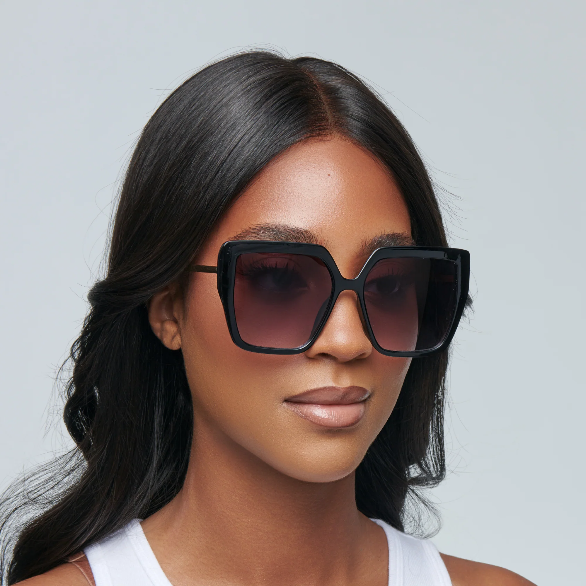 Mad Shade Black Butterfly Oversized Sunglasses with Gold Temples - UV400 Gradient Lens - Image 7