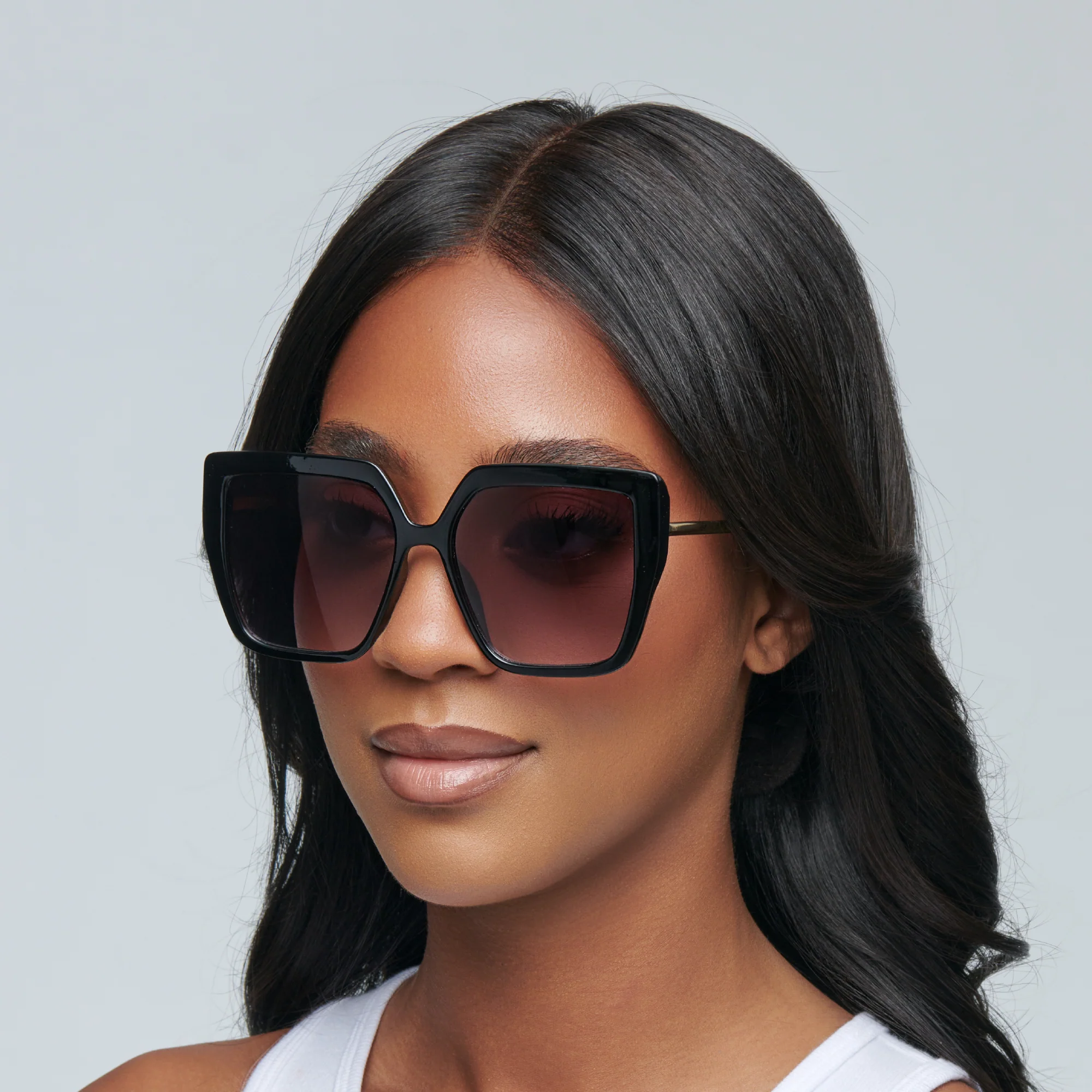 Mad Shade Black Butterfly Oversized Sunglasses with Gold Temples - UV400 Gradient Lens - Image 8