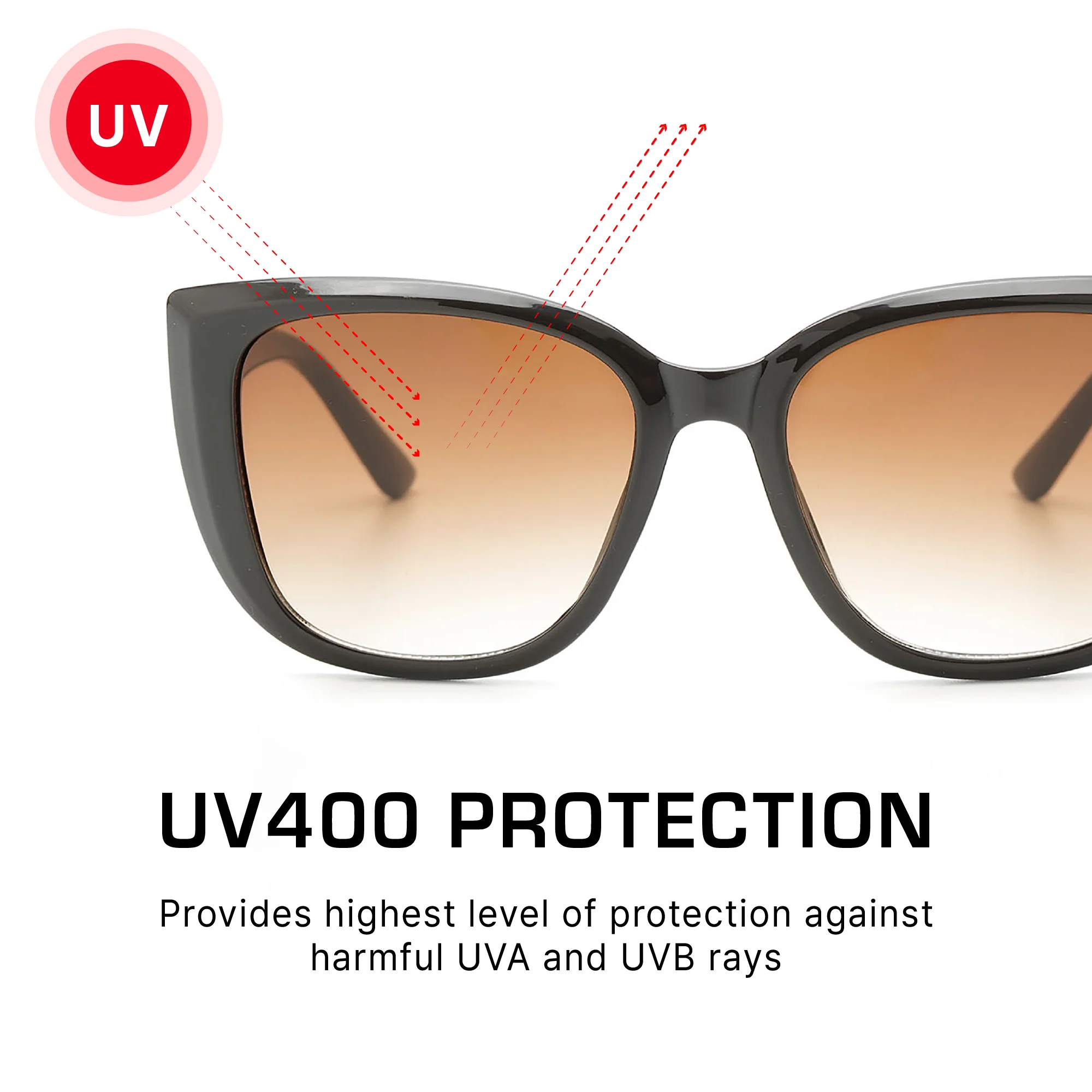 Mad Shade Brown Cat Eye Sunglasses - UV400 Gradient Lens Oversized Frames - Image 4