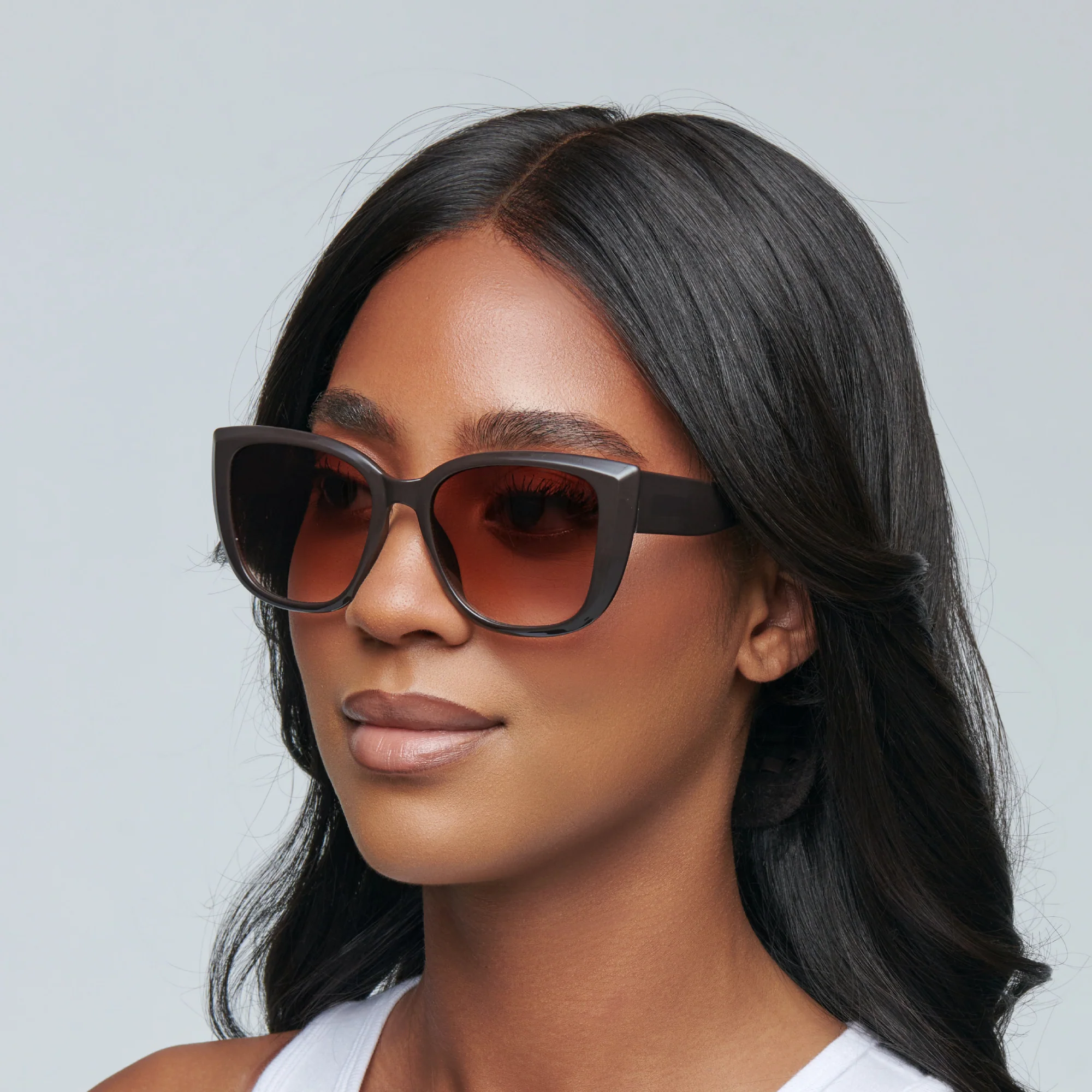 Mad Shade Brown Cat Eye Sunglasses - UV400 Gradient Lens Oversized Frames - Image 7