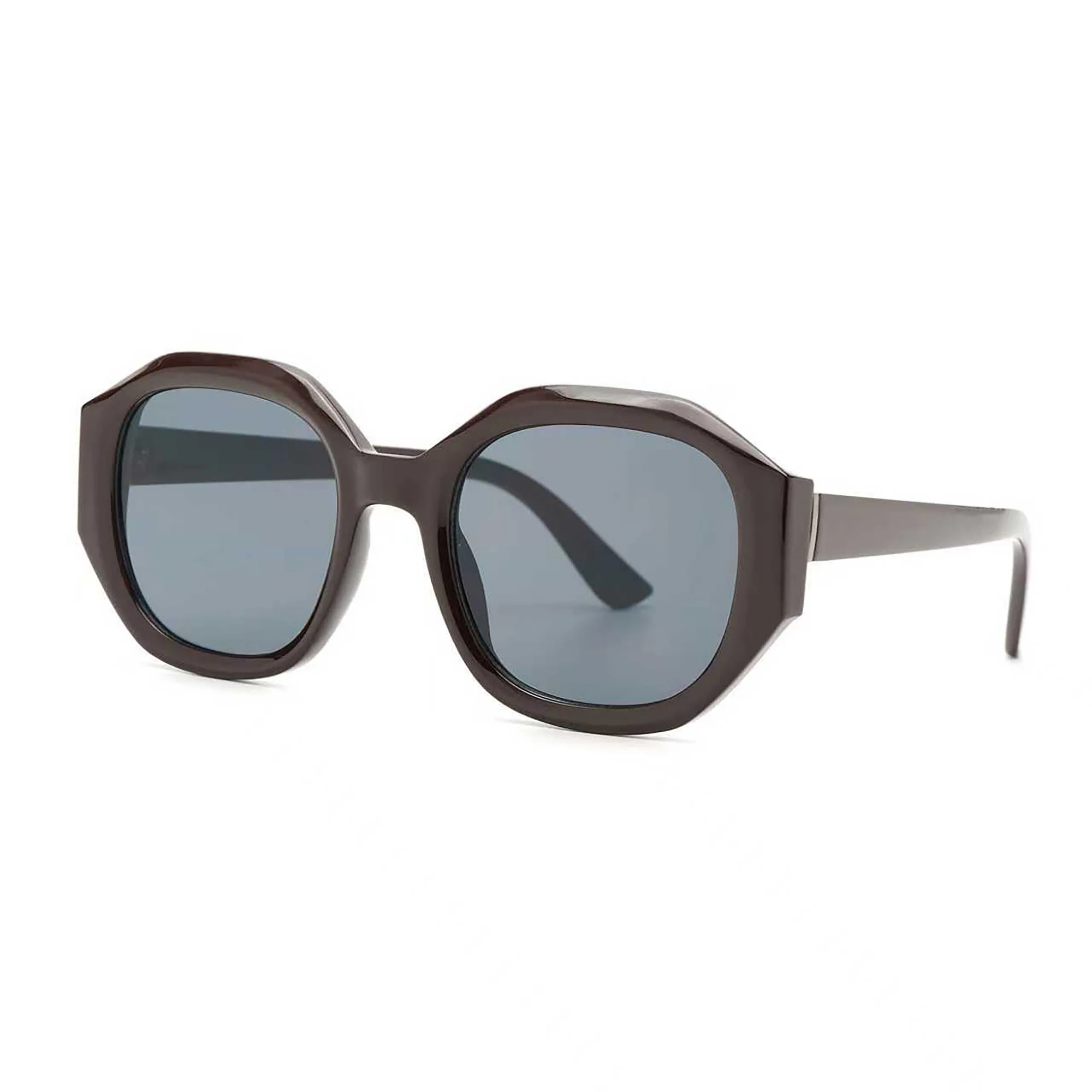 Mad Shade Brown Round Square Sunglasses - UV400 Gray Lens Retro Frames - Image 5