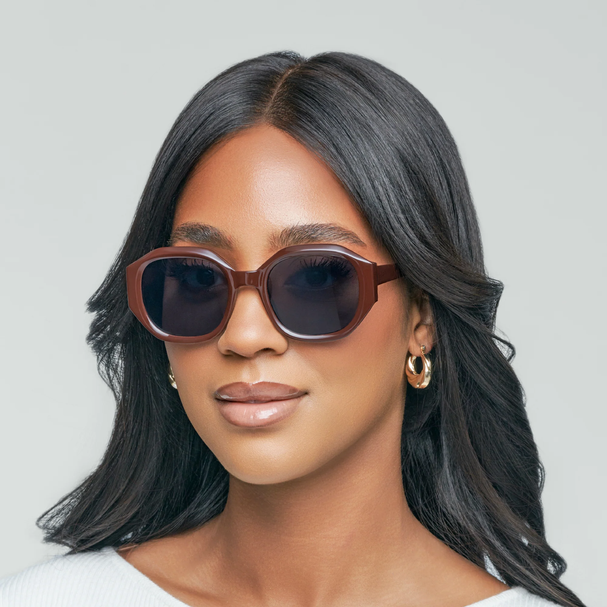 Mad Shade Brown Round Square Sunglasses - UV400 Gray Lens Retro Frames - Image 6