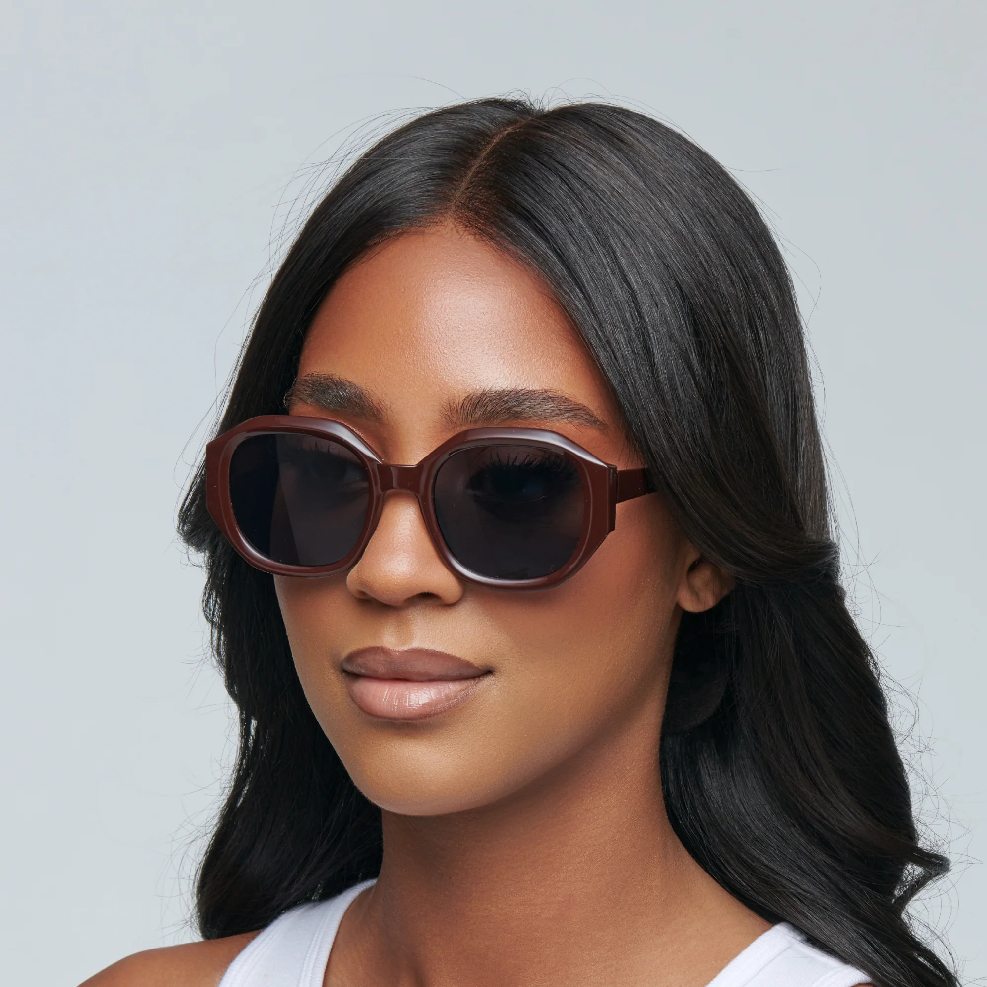 Mad Shade Brown Round Square Sunglasses - UV400 Gray Lens Retro Frames - Image 7