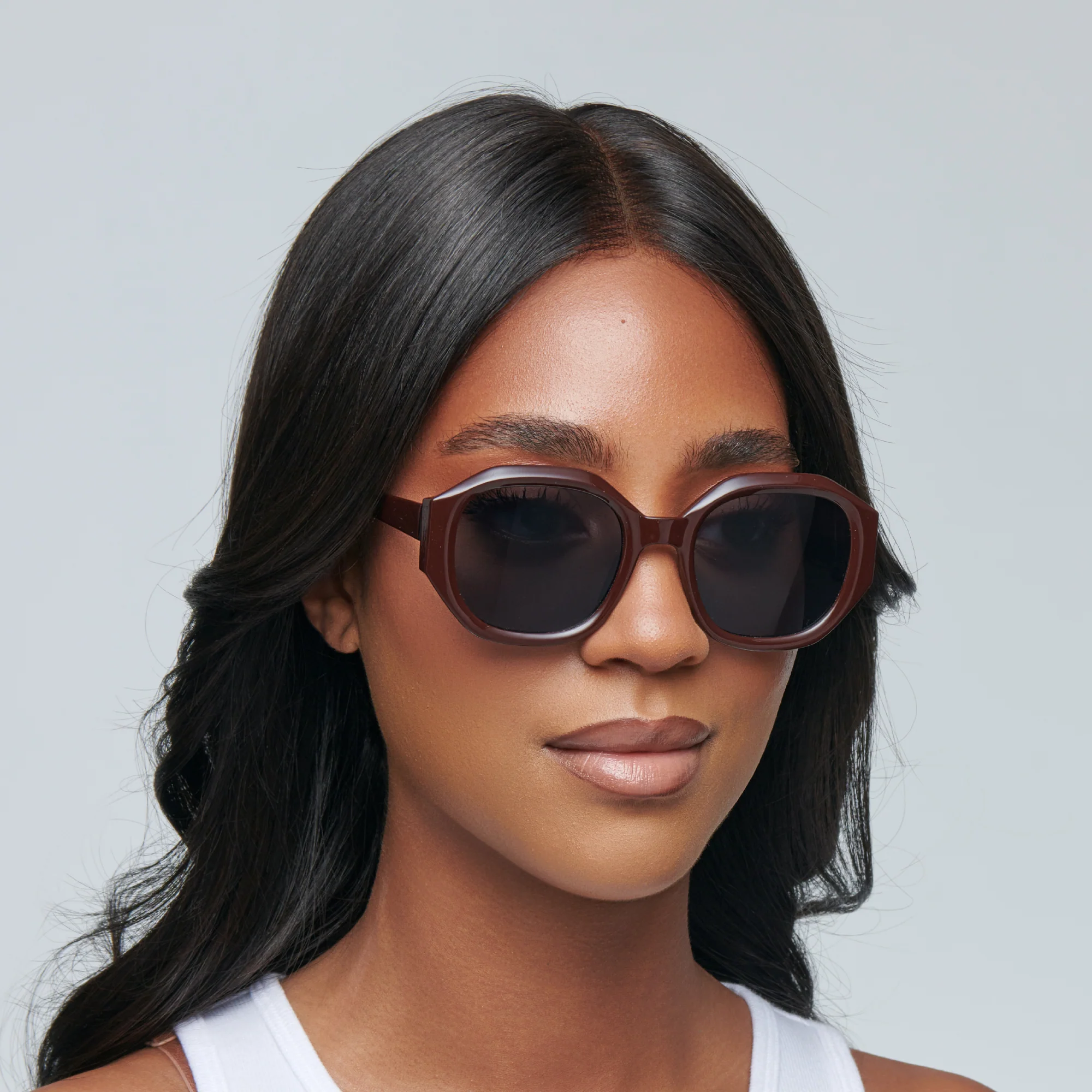 Mad Shade Brown Round Square Sunglasses - UV400 Gray Lens Retro Frames - Image 8