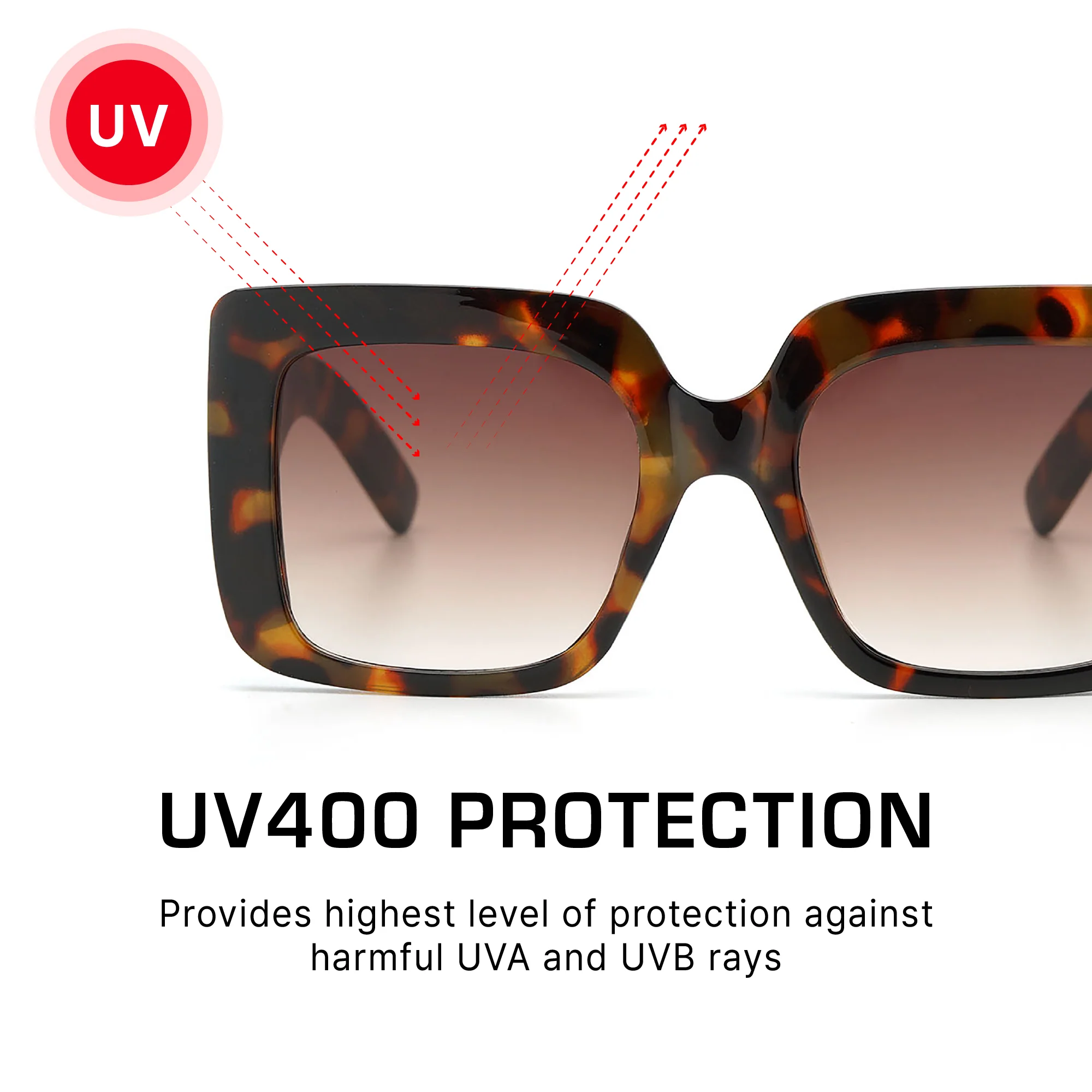 Mad Shade Brown Tortoise Square Sunglasses - UV400 Gradient Lens Oversized Frames - Image 4