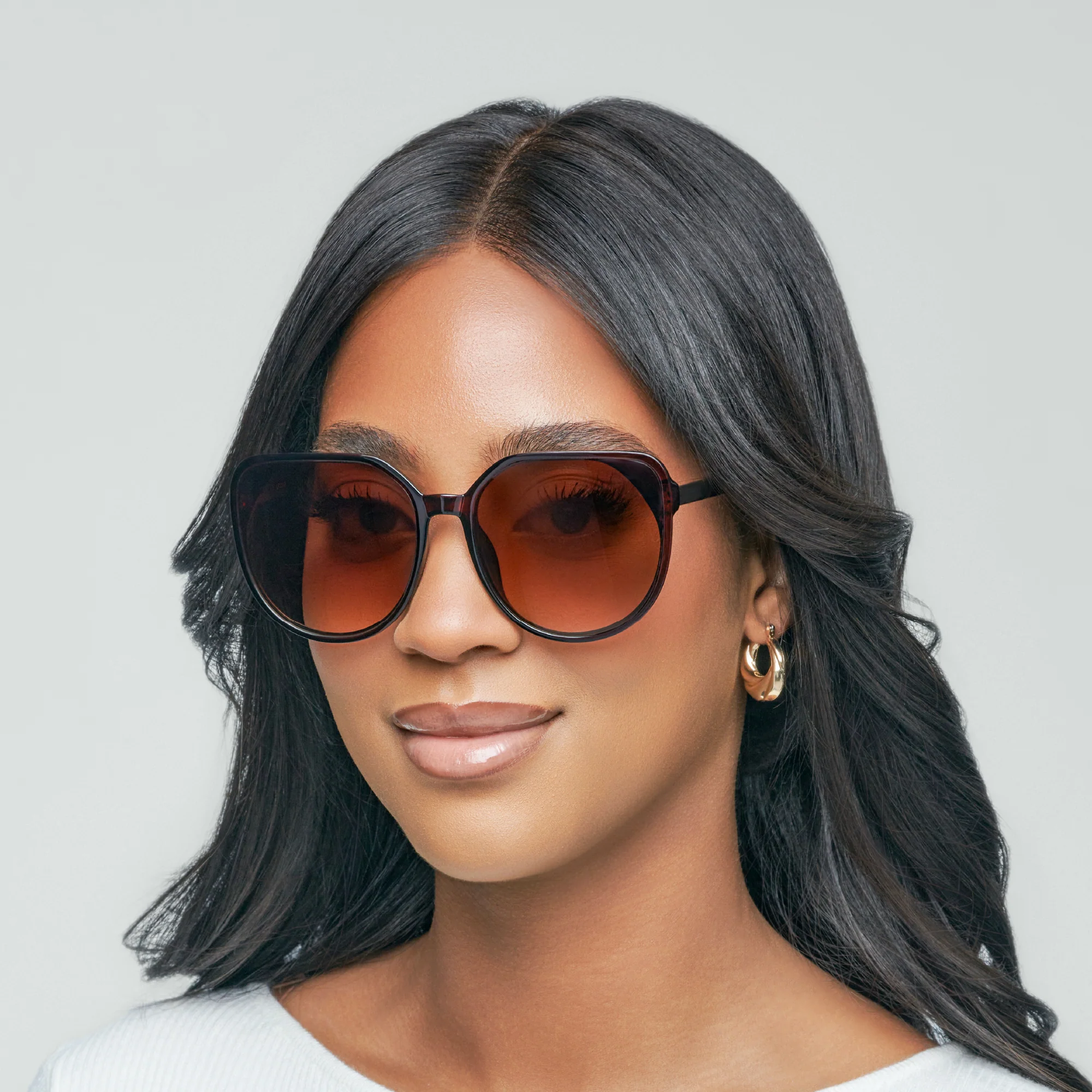 Mad Shade Elegant UV400 Sun Shades - Large Brown Geometric Frame with Metal Temples - Image 6