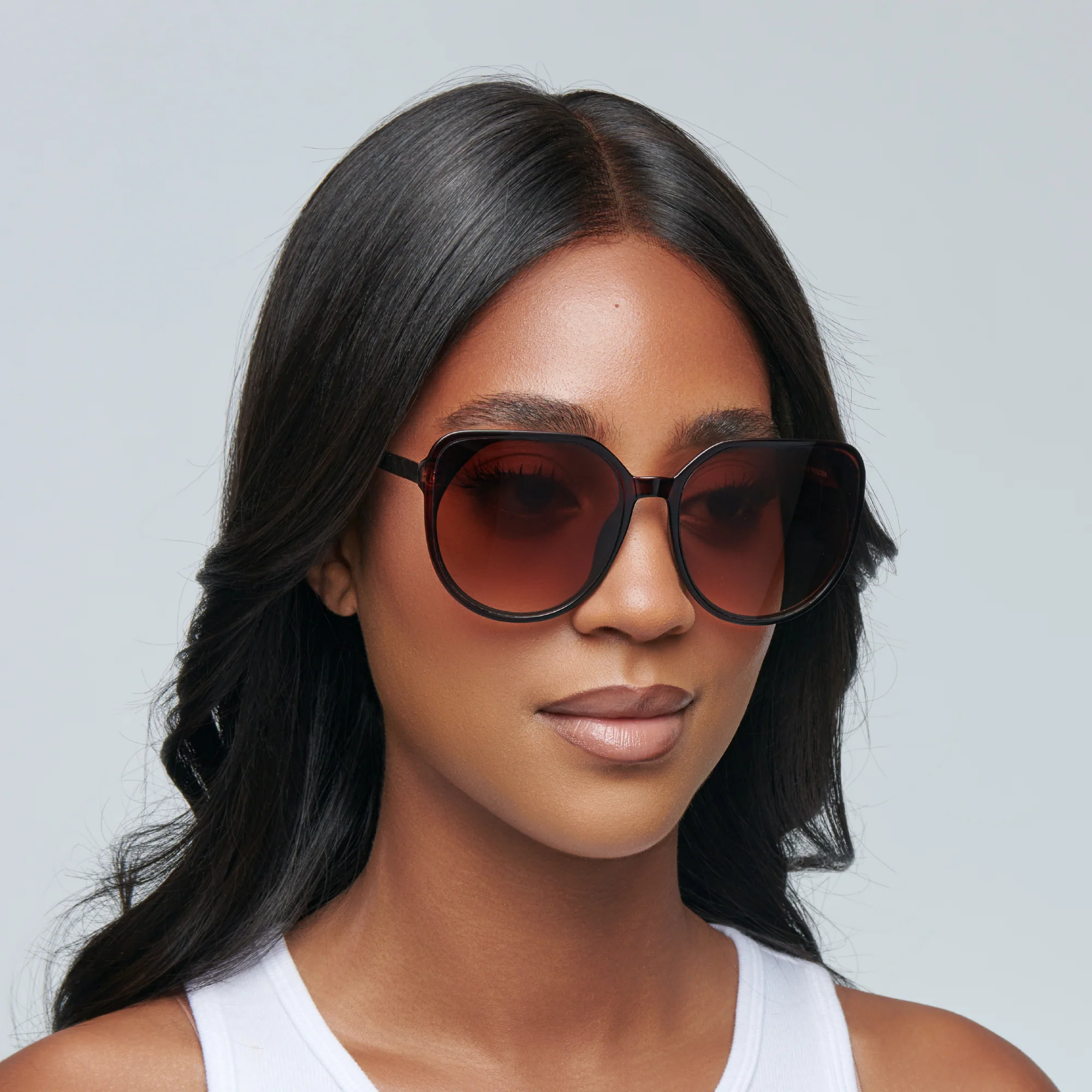 Mad Shade Elegant UV400 Sun Shades - Large Brown Geometric Frame with Metal Temples - Image 7