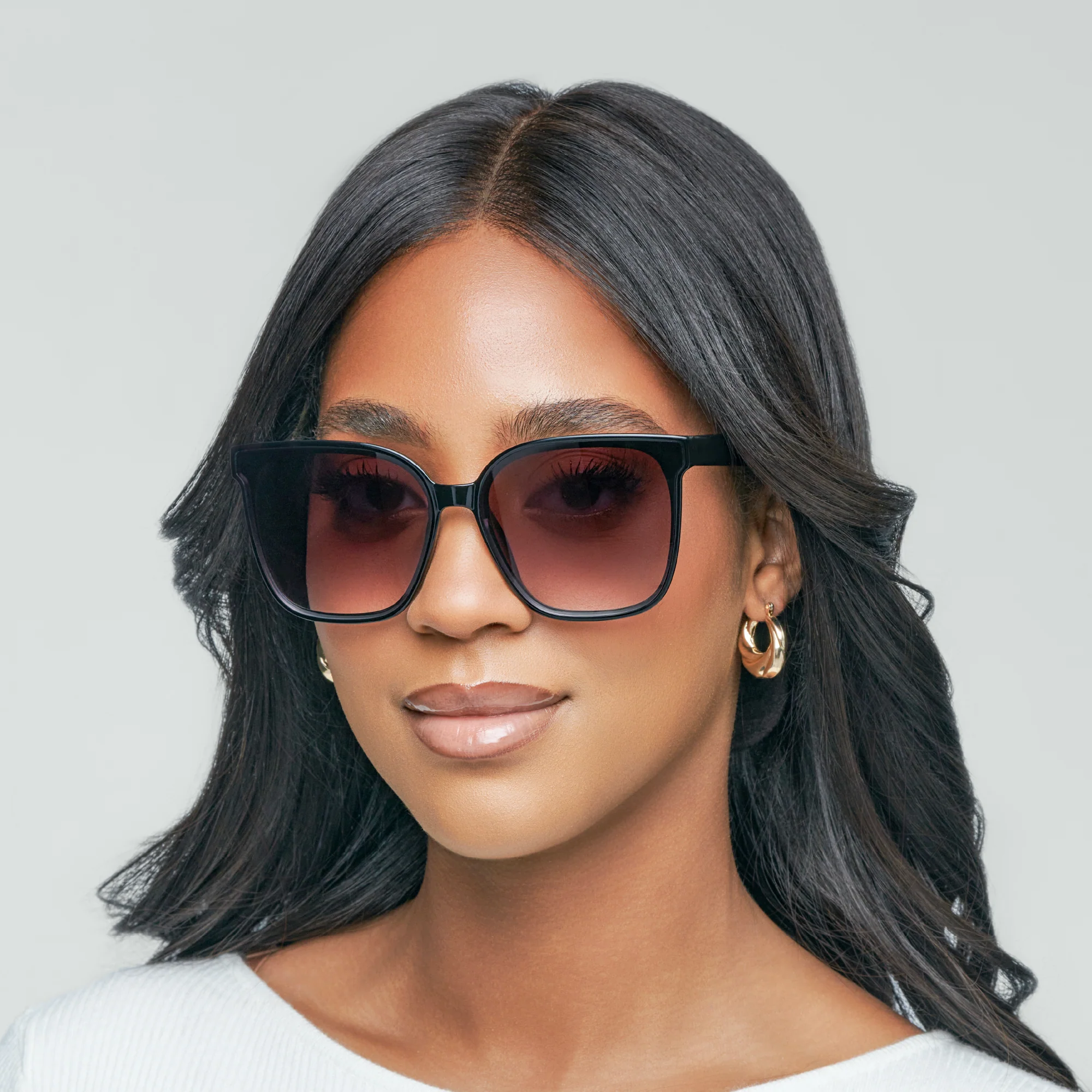 Mad Shade Retro Oversized Sunglasses - Classic Black Rectangle Frame with Gradient Lenses - Image 6