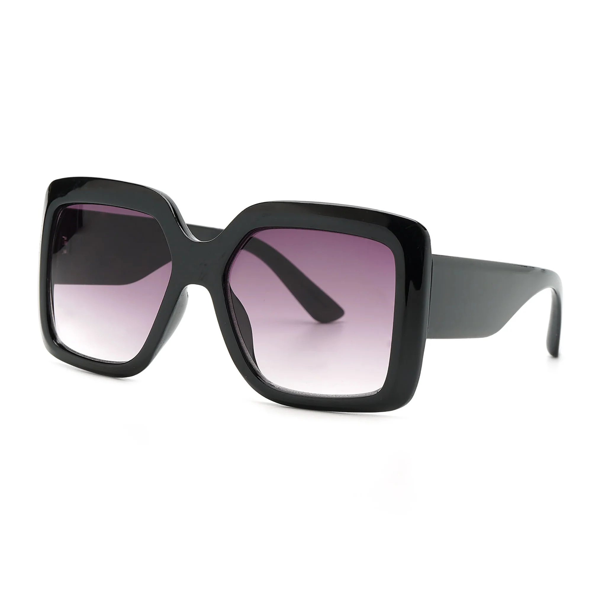 Mad Shade Retro Oversized Sunglasses - Thick Black Rectangle Frame with Gradient Lens - Image 6