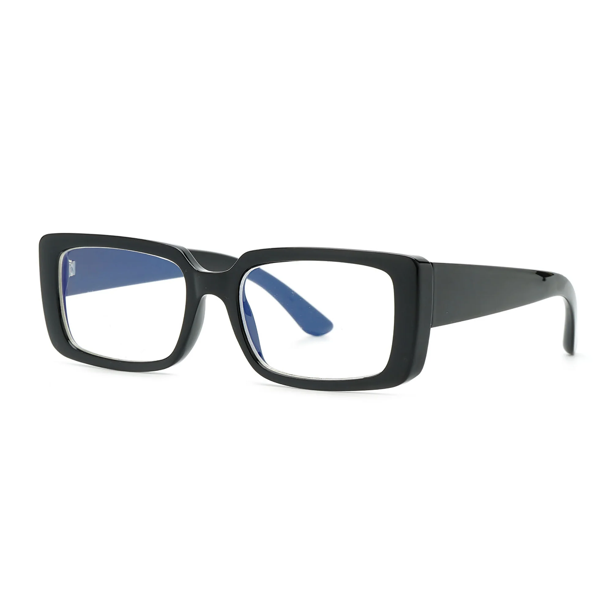 Mad Shade Thick Black Rectangle Fake Glasses - 90s Retro Clear Lens Eyewear - Image 4