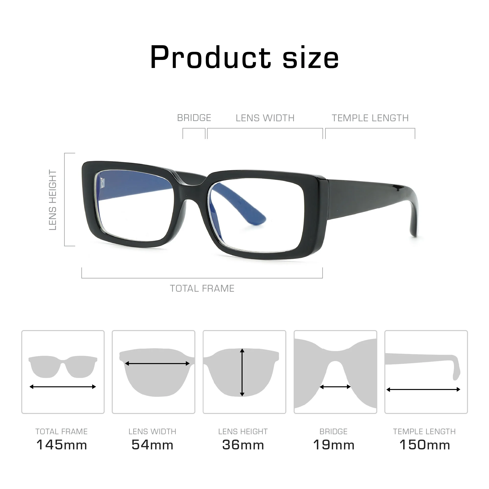 Mad Shade Thick Black Rectangle Fake Glasses - 90s Retro Clear Lens Eyewear - Image 5