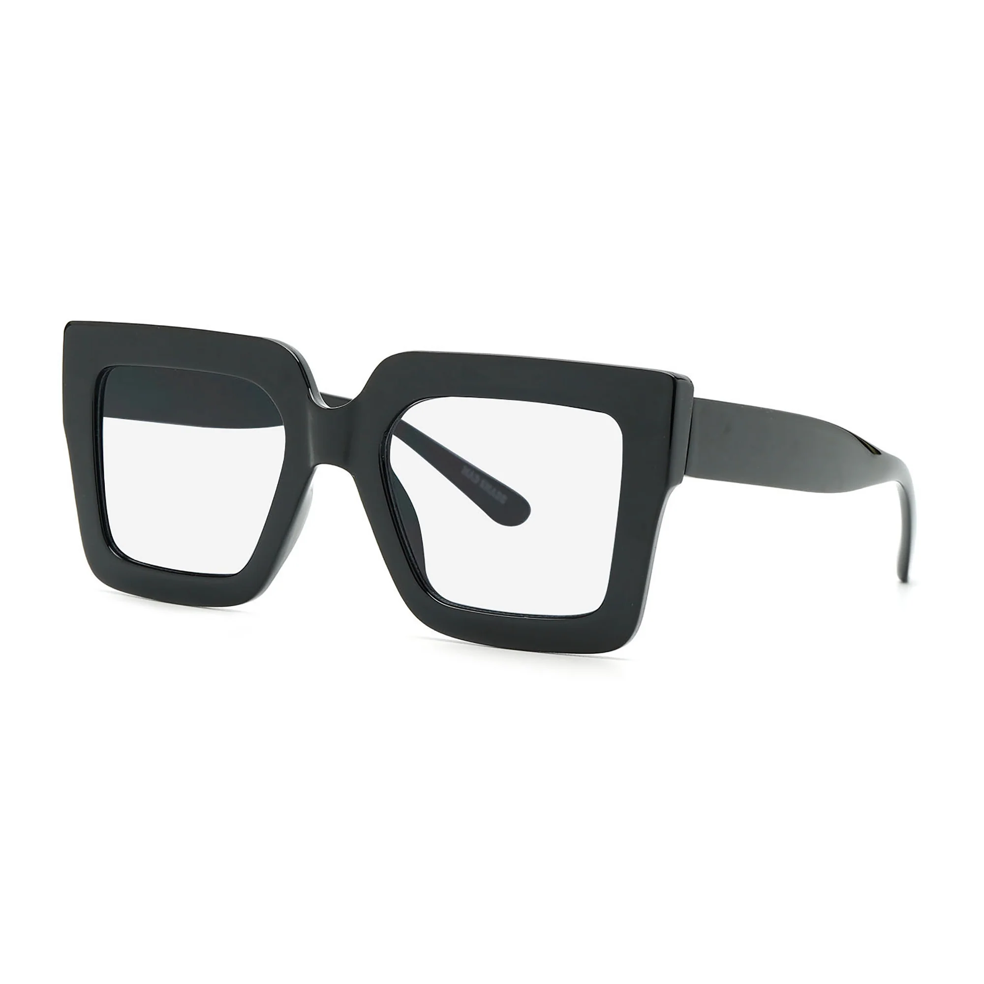 MadShade Thick Black Square Fake Glasses, Non-Prescription Clear Lens Eyewear, 90s Retro Oversized Fashion Frames for Men & Women - Image 3