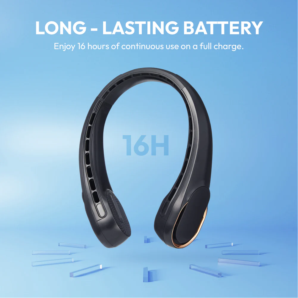 MAVIÉ Portable Neck Fan, Hands-Free Bladeless Personal Fan, 16H Long Battery Life Rechargeable Wearable Fan, 3 Speeds, Quiet 360° Airflow, Lightweight Travel Cooling Fan, Headphone Design - Image 10