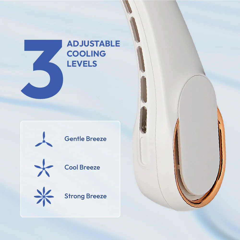 MAVIÉ Portable Neck Fan, Hands-Free Bladeless Personal Fan, 16H Long Battery Life Rechargeable Wearable Fan, 3 Speeds, Quiet 360° Airflow, Lightweight Travel Cooling Fan, Headphone Design - Image 2