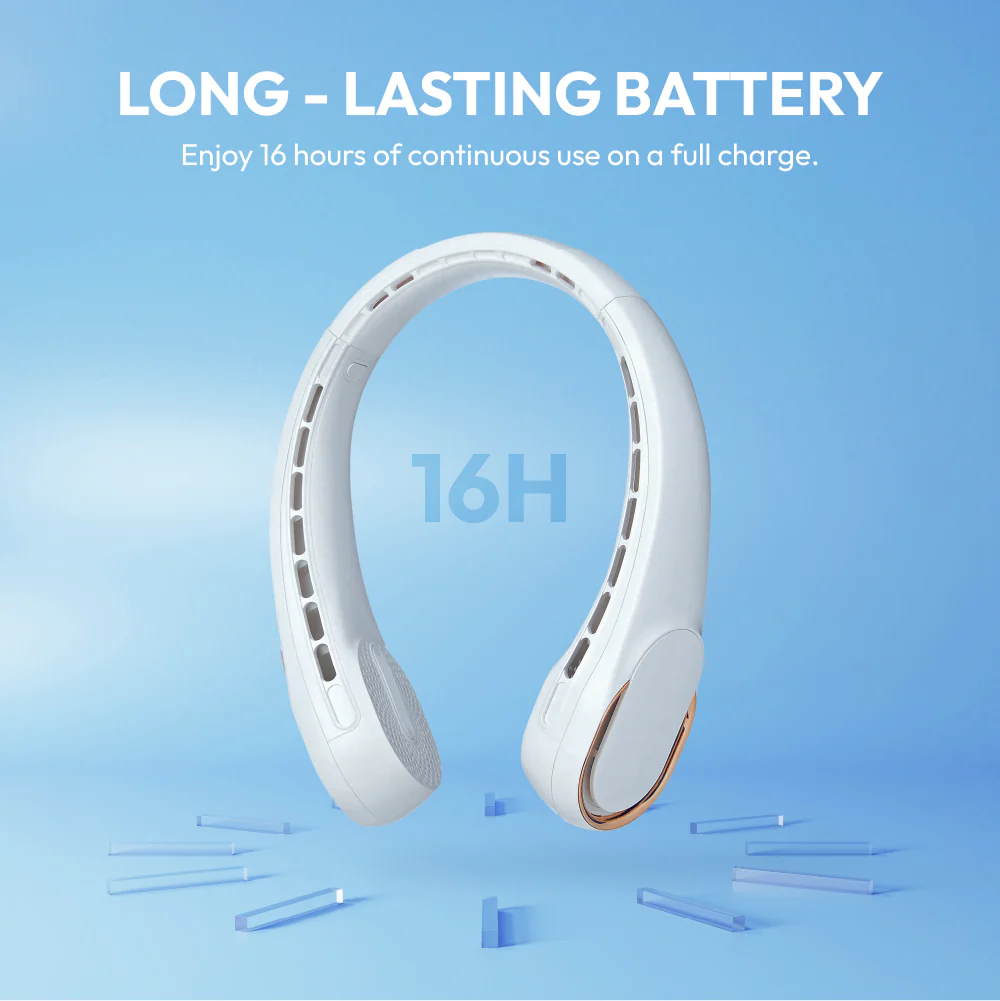 MAVIÉ Portable Neck Fan, Hands-Free Bladeless Personal Fan, 16H Long Battery Life Rechargeable Wearable Fan, 3 Speeds, Quiet 360° Airflow, Lightweight Travel Cooling Fan, Headphone Design - Image 3