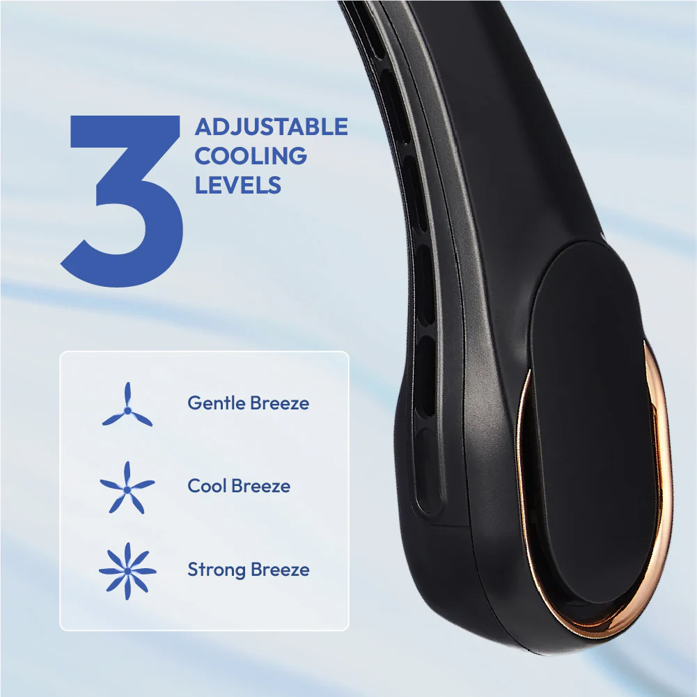 MAVIÉ Portable Neck Fan, Hands-Free Bladeless Personal Fan, 16H Long Battery Life Rechargeable Wearable Fan, 3 Speeds, Quiet 360° Airflow, Lightweight Travel Cooling Fan, Headphone Design - Image 9