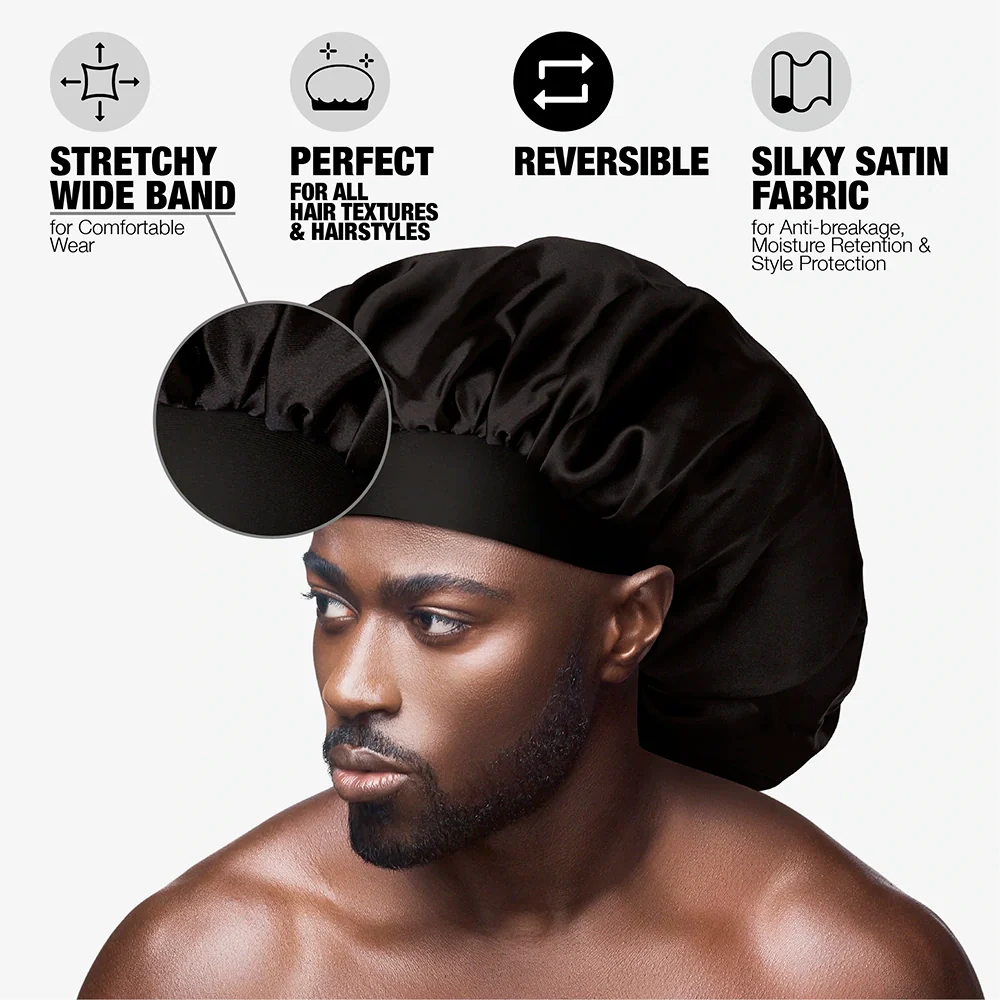 RED by KISS Men's Silky Satin Bonnet – Regular & Braid Size - Image 2